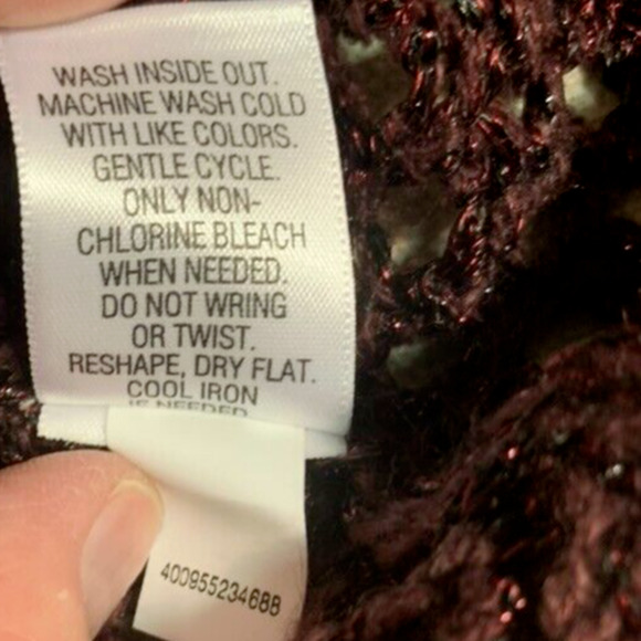 NWOT Apt 9 Sweater Womens Large L Burgundy Metallic Sparkle Pullover Sweater - Picture 6 of 9